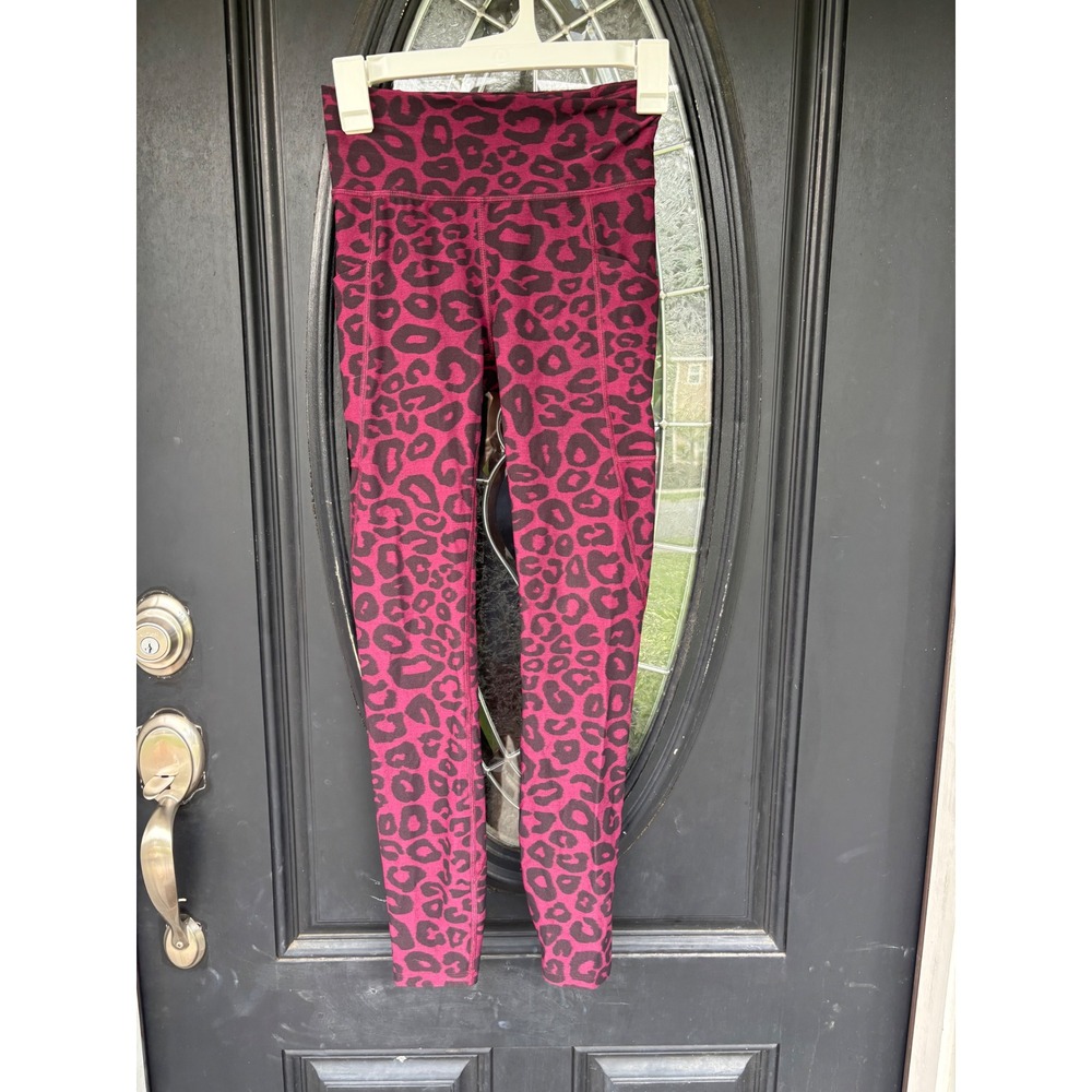 Lululemon Lab Terra Cosmos Leopard Print High Rise Leggings Magenta Black Size 4